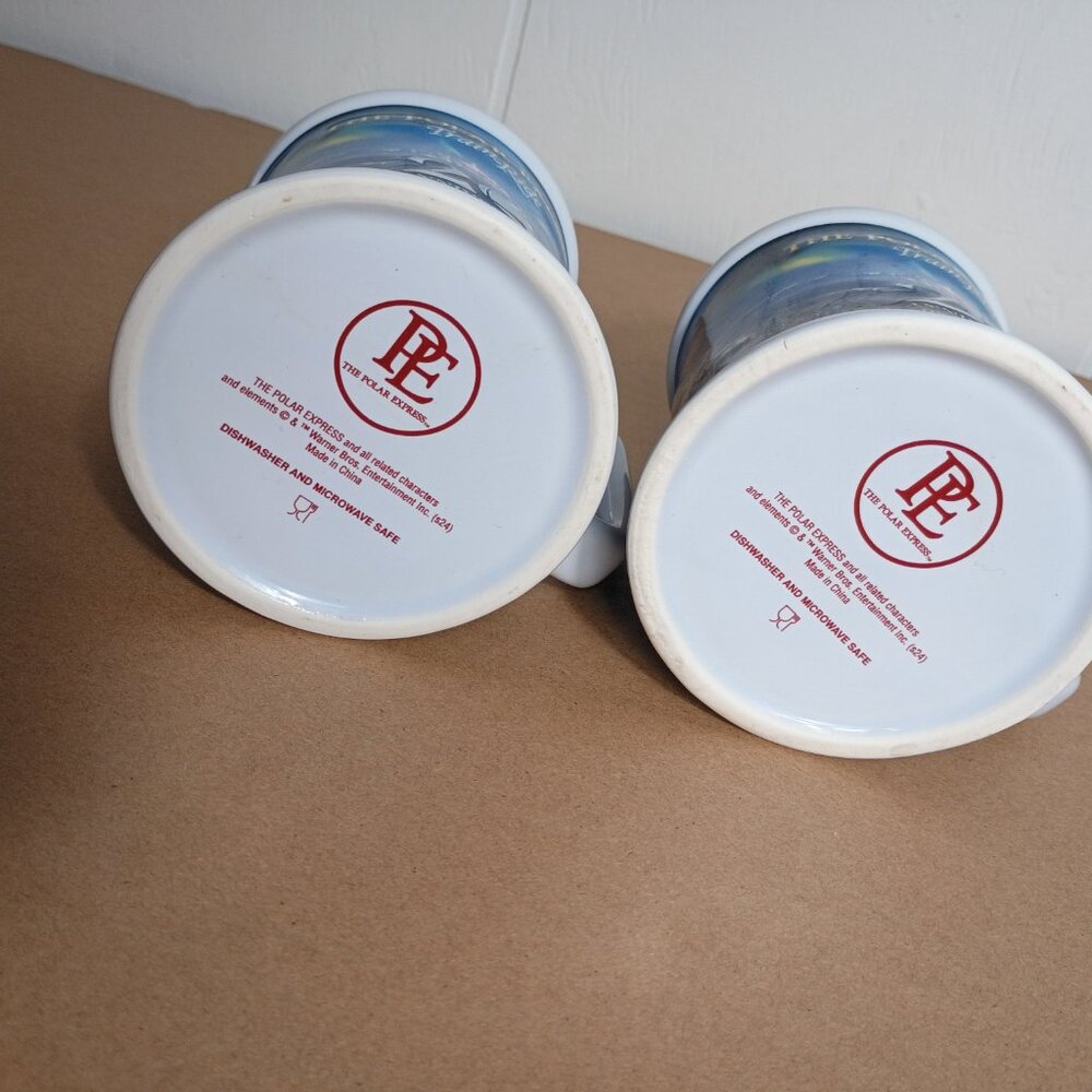 Polar Express Train Ride 20th Anniversary Mugs Set of Two Christmas Believe - Picture 5 of 6